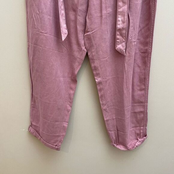 NWT American Eagle Super Hi-Rise Taper Utility Pants Womens Size 16 Pink Belted - Picture 3 of 16